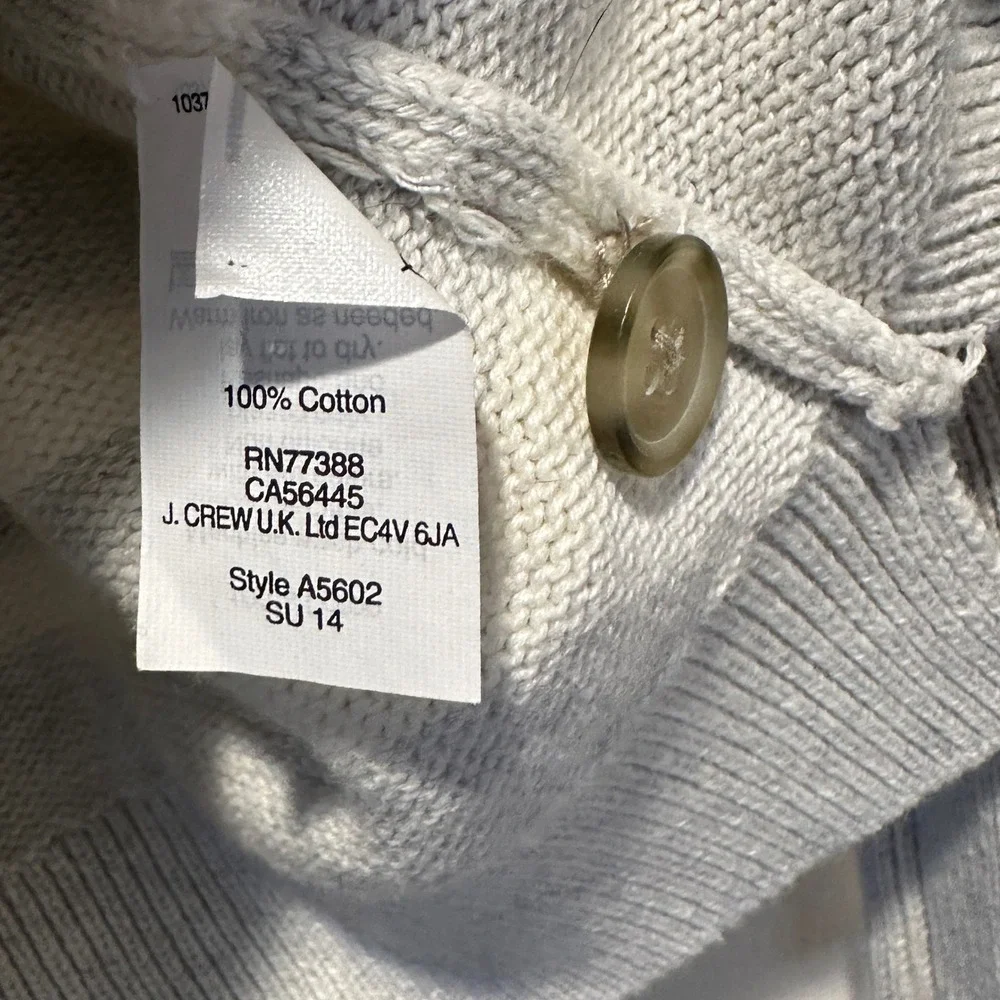 J.‎ Crew Striped Boatneck Sweater Womens M Gray White Cotton Preppy Lightweight